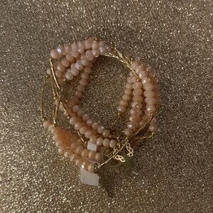 Elegant Gold and Pink Beaded Bracelet Set children